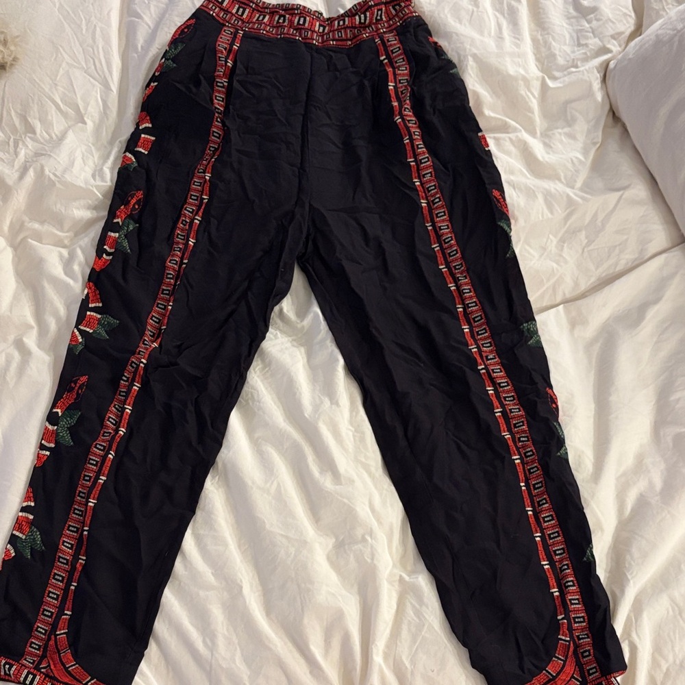 FARM Rio Black Pants with Red and Green print